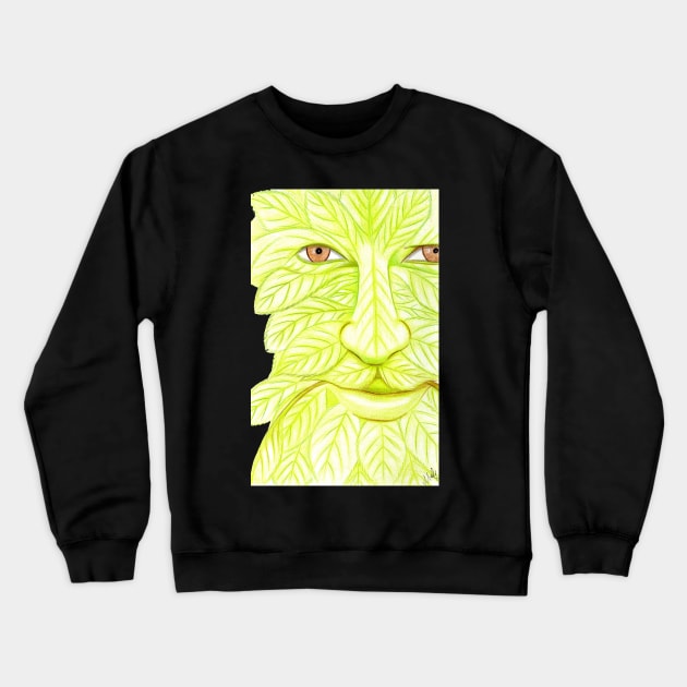 Man of the Forest, Green Man- Light Green Crewneck Sweatshirt by EarthSoul